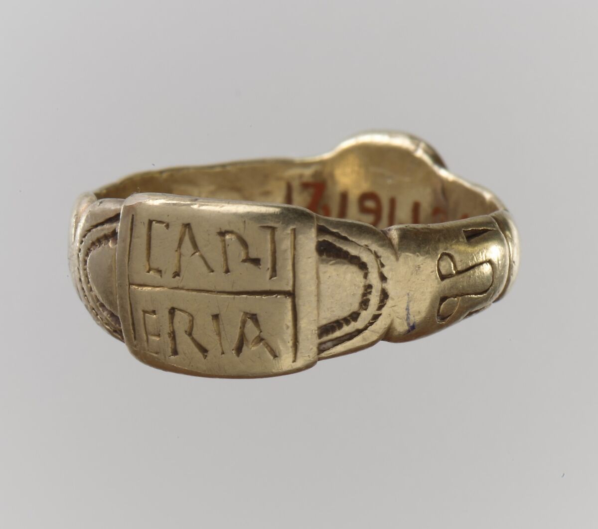 Gold Finger Ring with Inscription, electrum (?) /gold, Frankish 