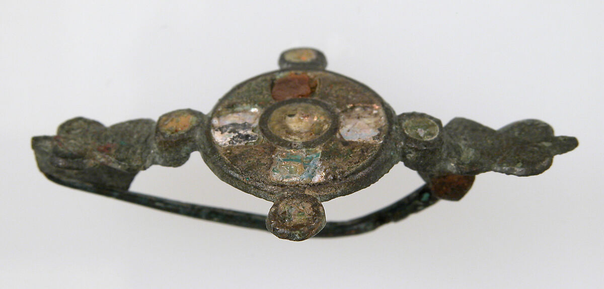 Flat Brooch, Champlevé enamel, Copper alloy, Roman