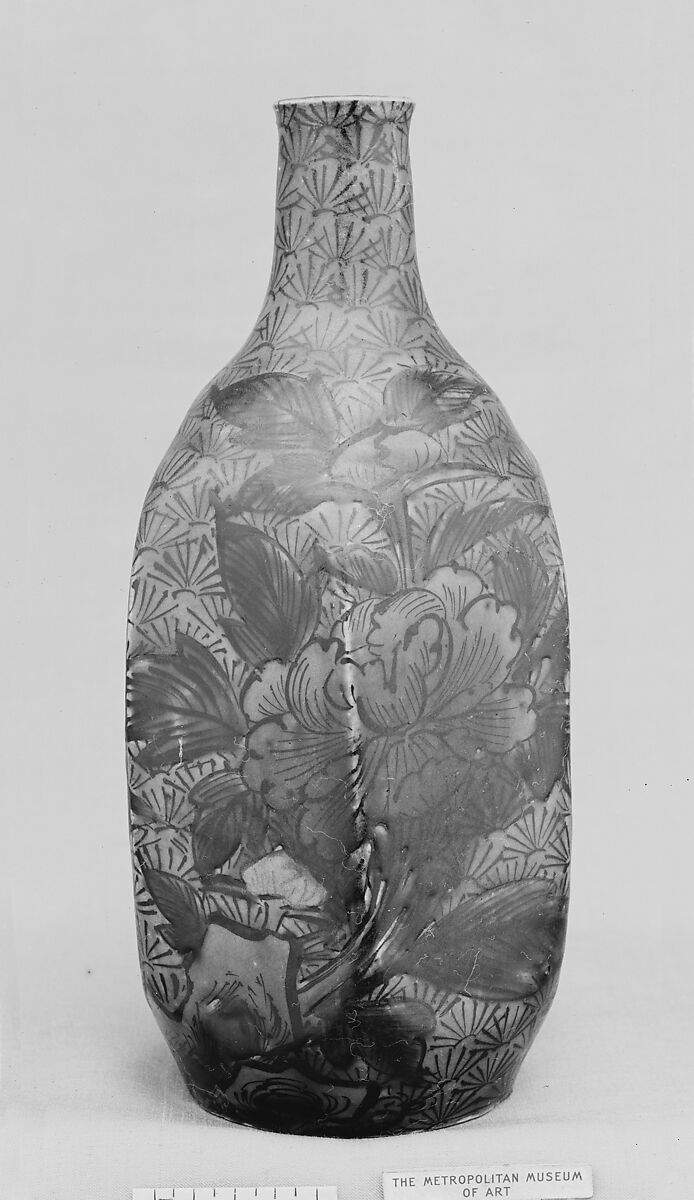 Hexagonal Bottle, Pottery (Hizen ware, Kutani type), Japan 