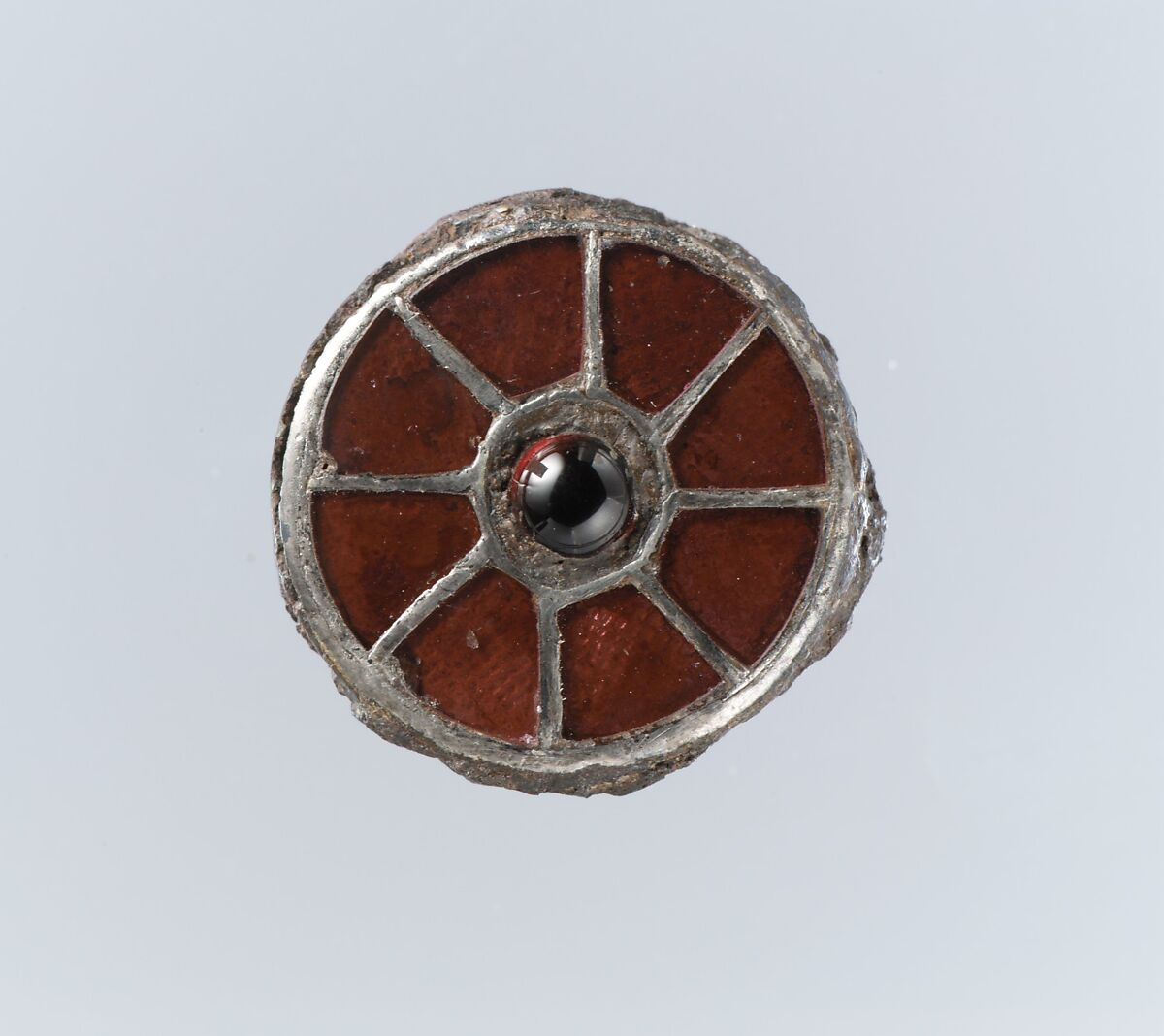 Disk Brooch, Silver, garnets with patterned foils, Frankish 