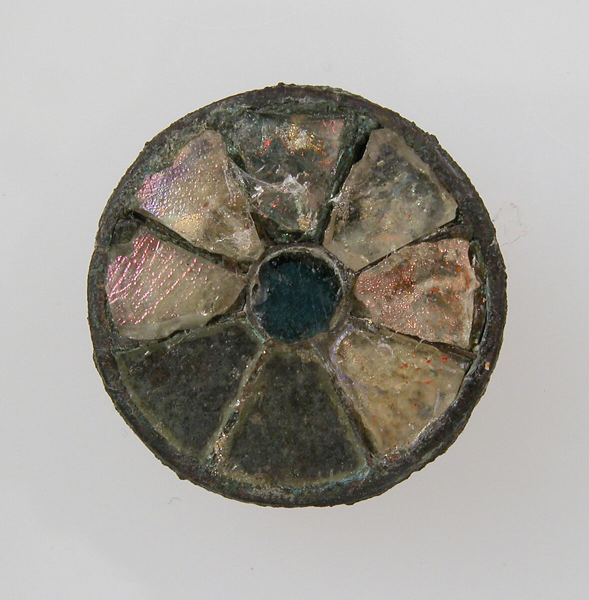 Disk Brooch, Copper alloy, paste, iron core, Frankish 