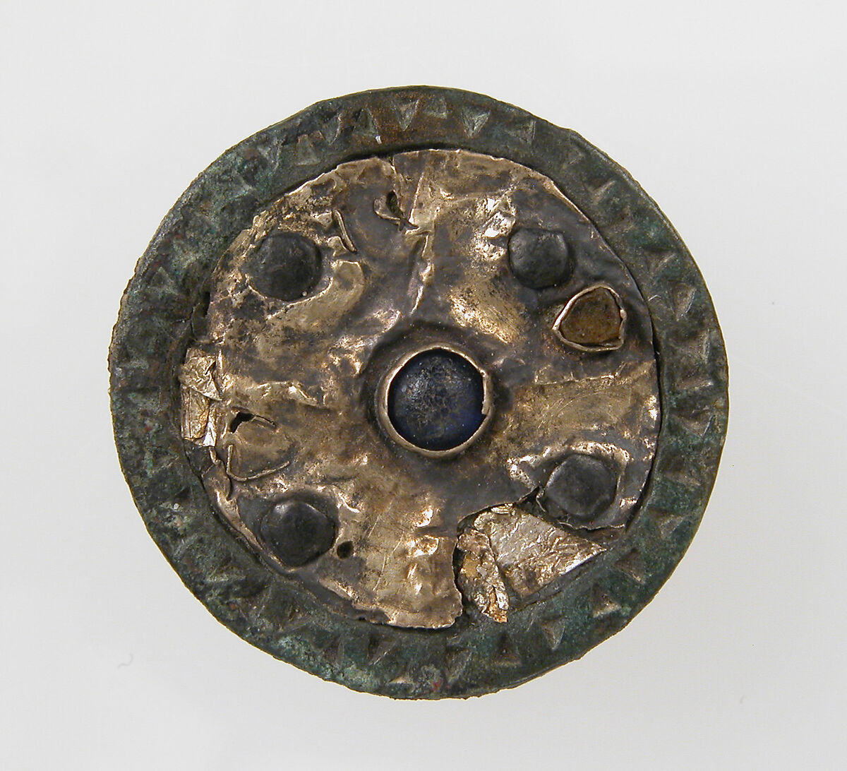 Disk Brooch, Gold, wire, paste, copper alloy rim, iron pin, Frankish