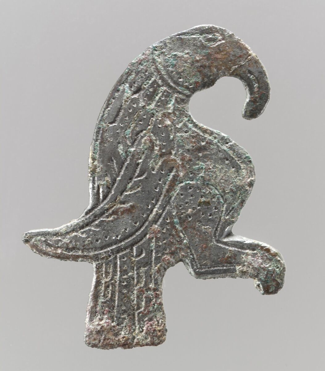 Purse Mount in the Form of a Bird, Copper alloy, "tinned" surface, Frankish 