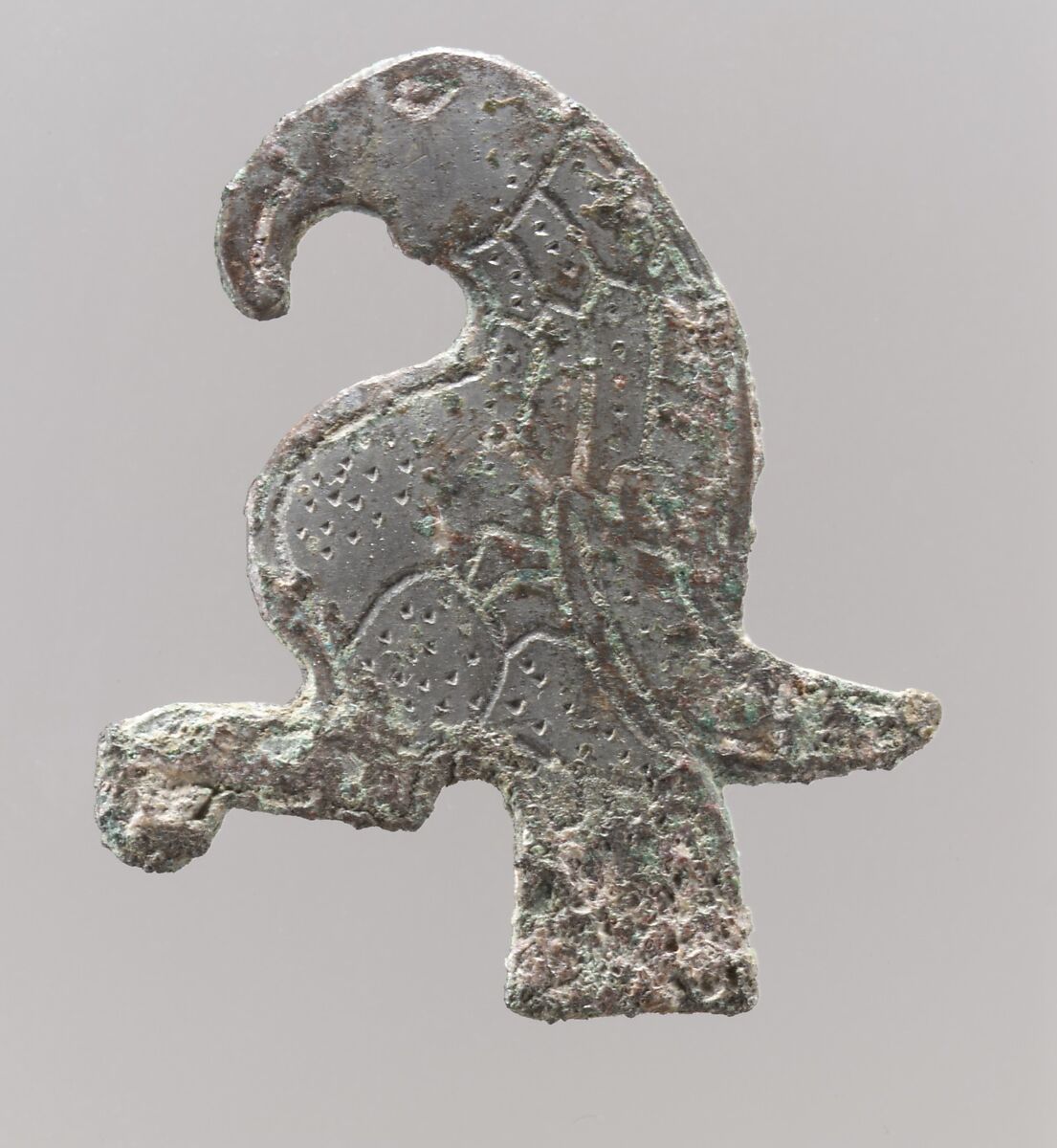 Purse Mount in the Form of a Bird, Copper alloy, "tinned" surface, Frankish 