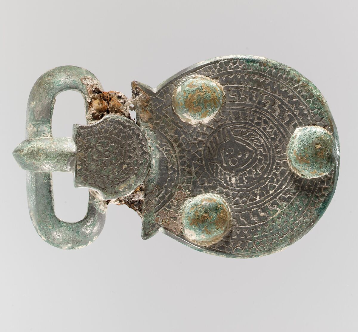 Belt Buckle, Copper alloy, "tinned" surface, Frankish 