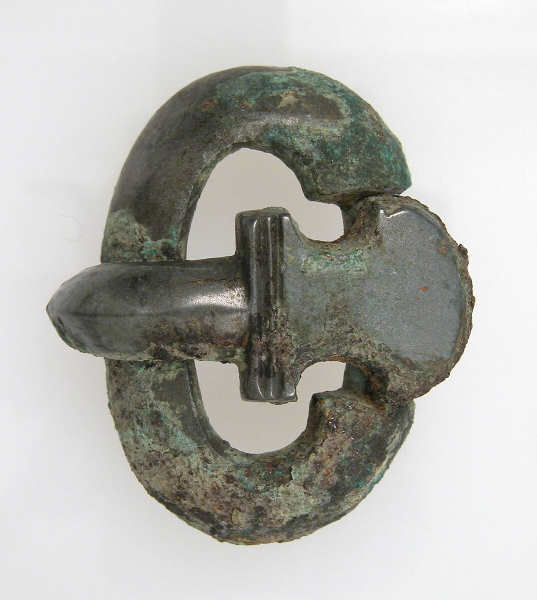 Belt Tongue and Oval Loop from a Buckle, Silvered Copper alloy, Frankish 