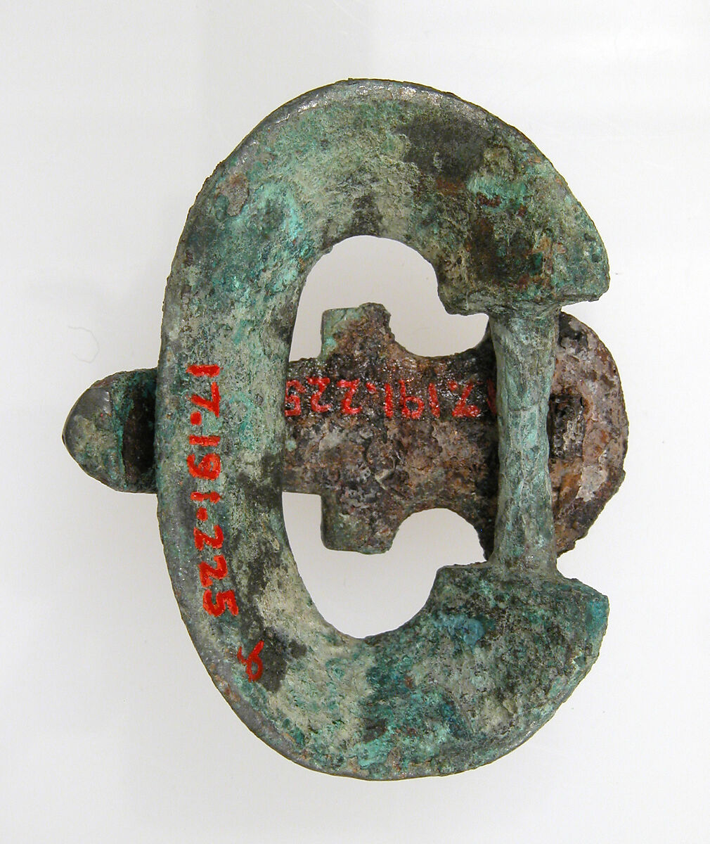 Belt Tongue and Oval Loop from a Buckle, Silvered Copper alloy, Frankish