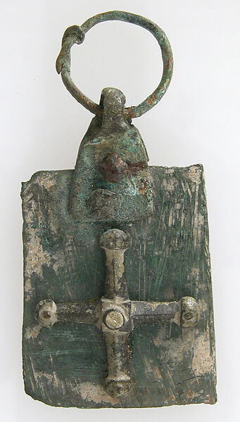Rectangular Pendant, Copper alloy, silver, European