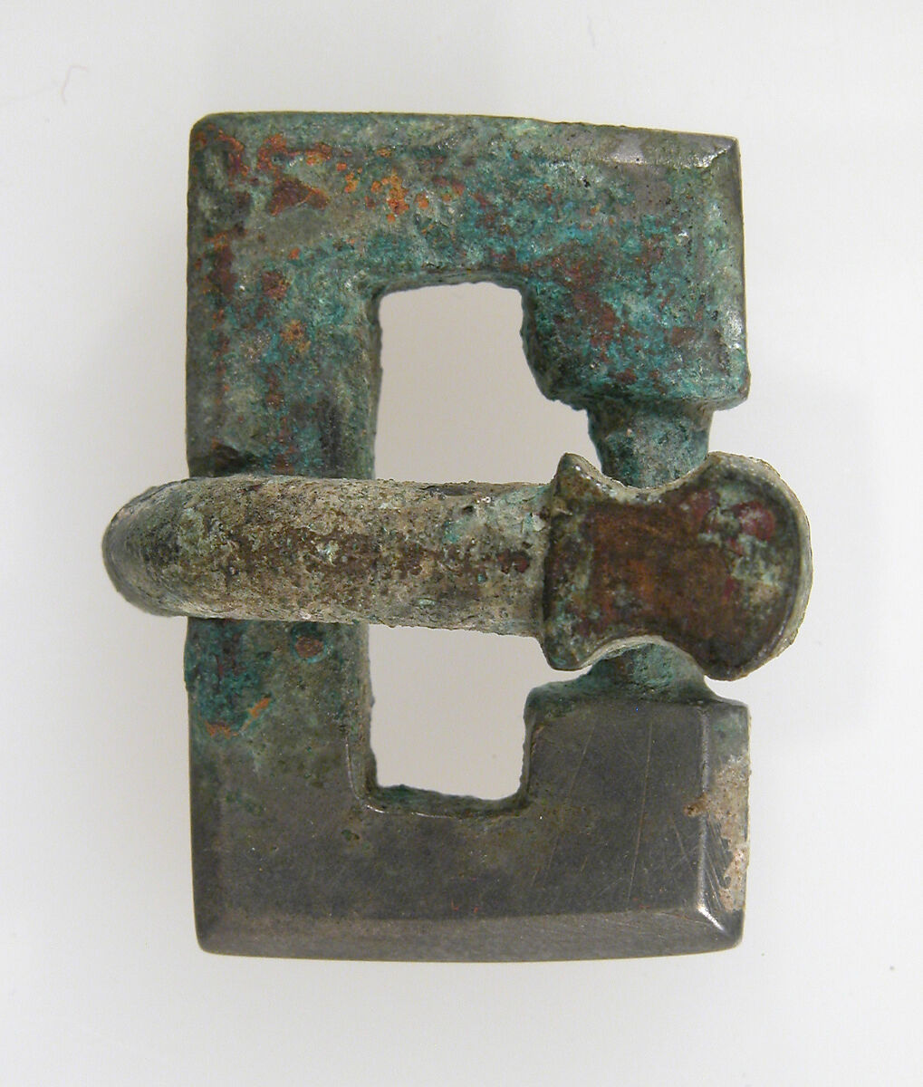 Belt Tongue and Rectangular Loop from a Buckle, Silver, Frankish 