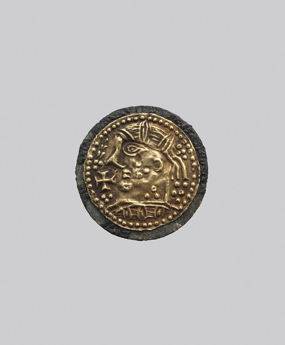 Disk Brooch, Gold, copper alloy, Frankish 