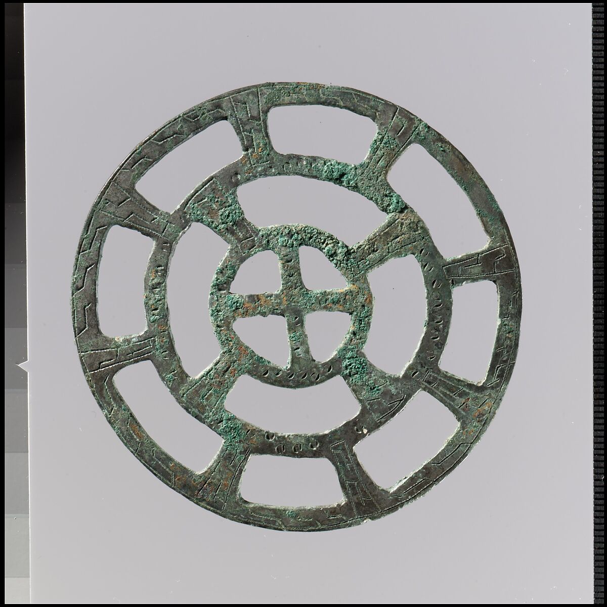 Openwork Belt Fitting, Copper alloy, "tinned" surface, Frankish 