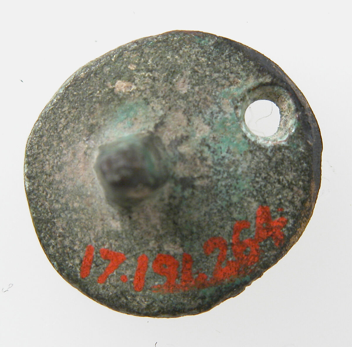 Flat Circular Button, Champlevé enamel, copper alloy, Roman