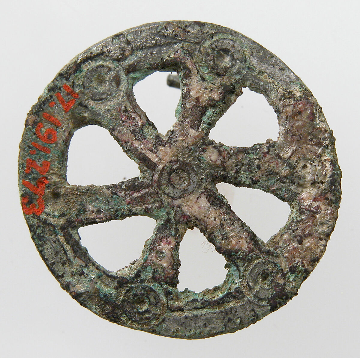 Flat Circular Openwork Ornament from a Belt, Silvered Copper alloy, Roman 