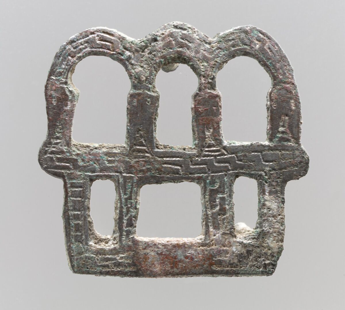 Openwork Plaque, Copper alloy, silvered or  "tinned" surface, Frankish 