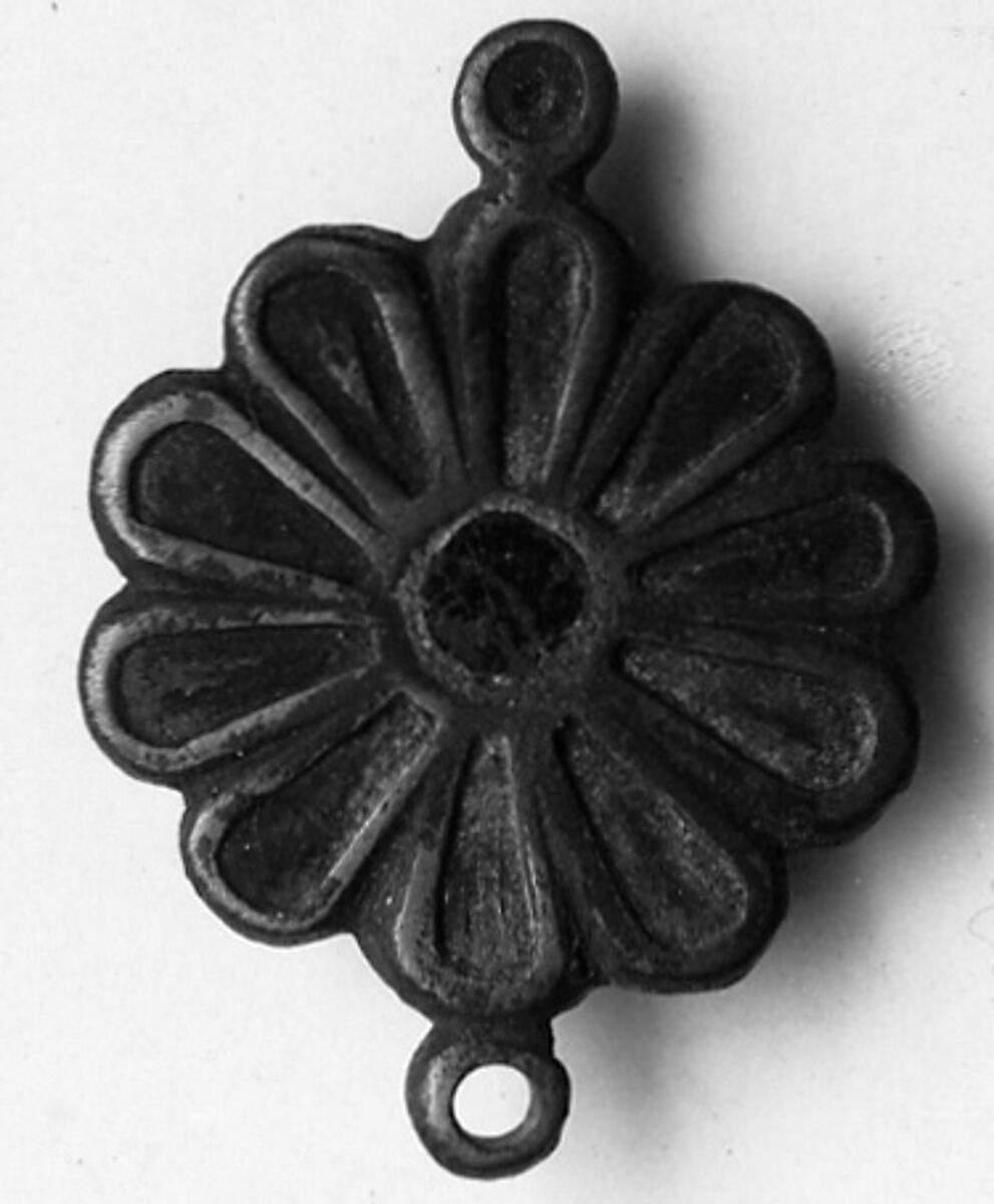 Disk Brooch, Copper alloy, glass or garnet, Roman