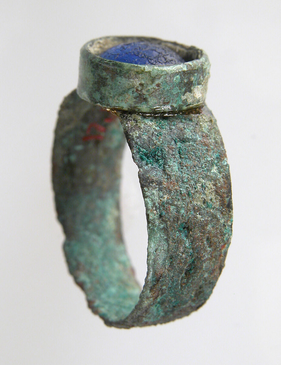 Finger Ring, Copper alloy, glass cabochon, Frankish