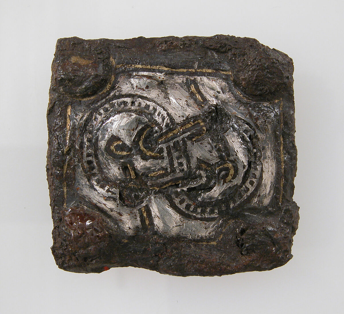 Plate of a Belt Buckle, Iron, silver, brass, Frankish 