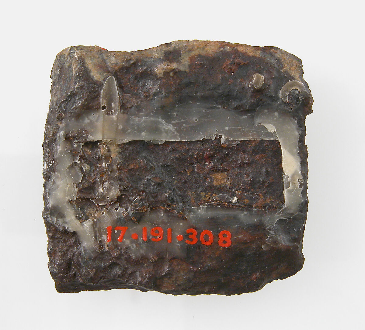 Plate of a Belt Buckle, Iron, silver, brass, Frankish