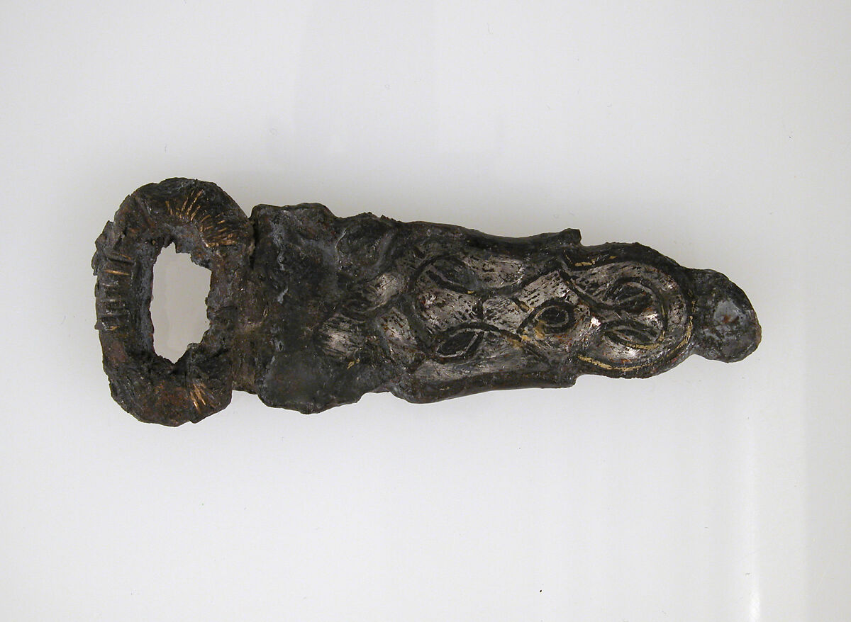 Belt Buckle Loop, Iron, silver and brass inlay, Frankish 