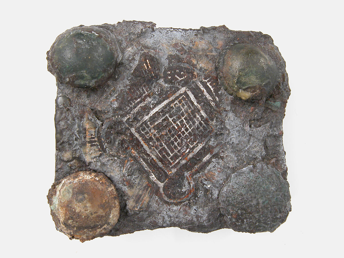 Belt Plate, Iron, silver inlay, Frankish 