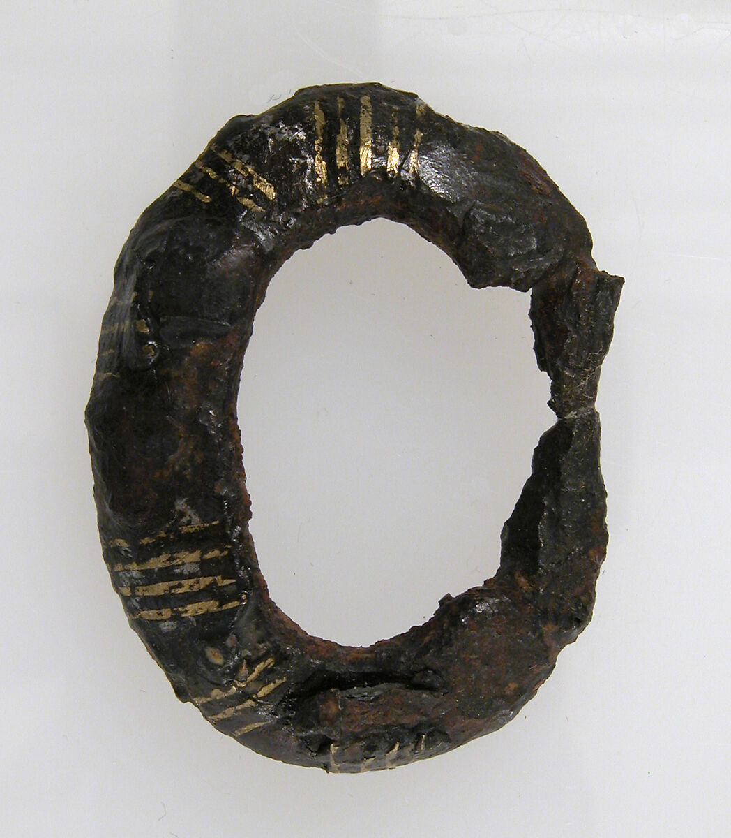 Loop and Plate of a Belt Buckle, Iron, silver and brass inlay, Frankish