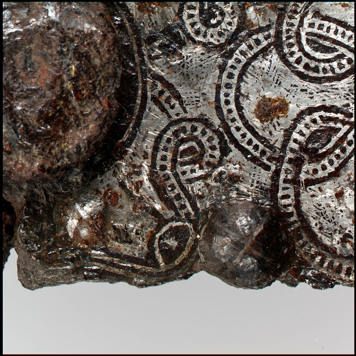 Belt Buckle, Iron with silver inlay and copper-alloy, Frankish or Burgundian