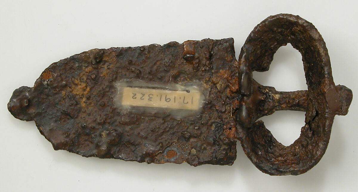 Belt Buckle, Iron, silver inlay, Frankish or Burgundian