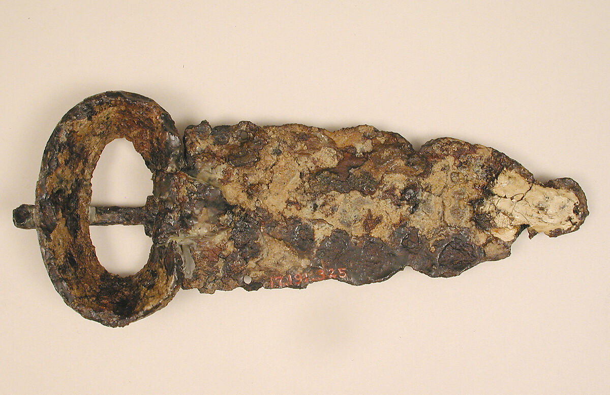 Belt Buckle, Iron, silver and copper alloy inlay, Frankish or Burgundian