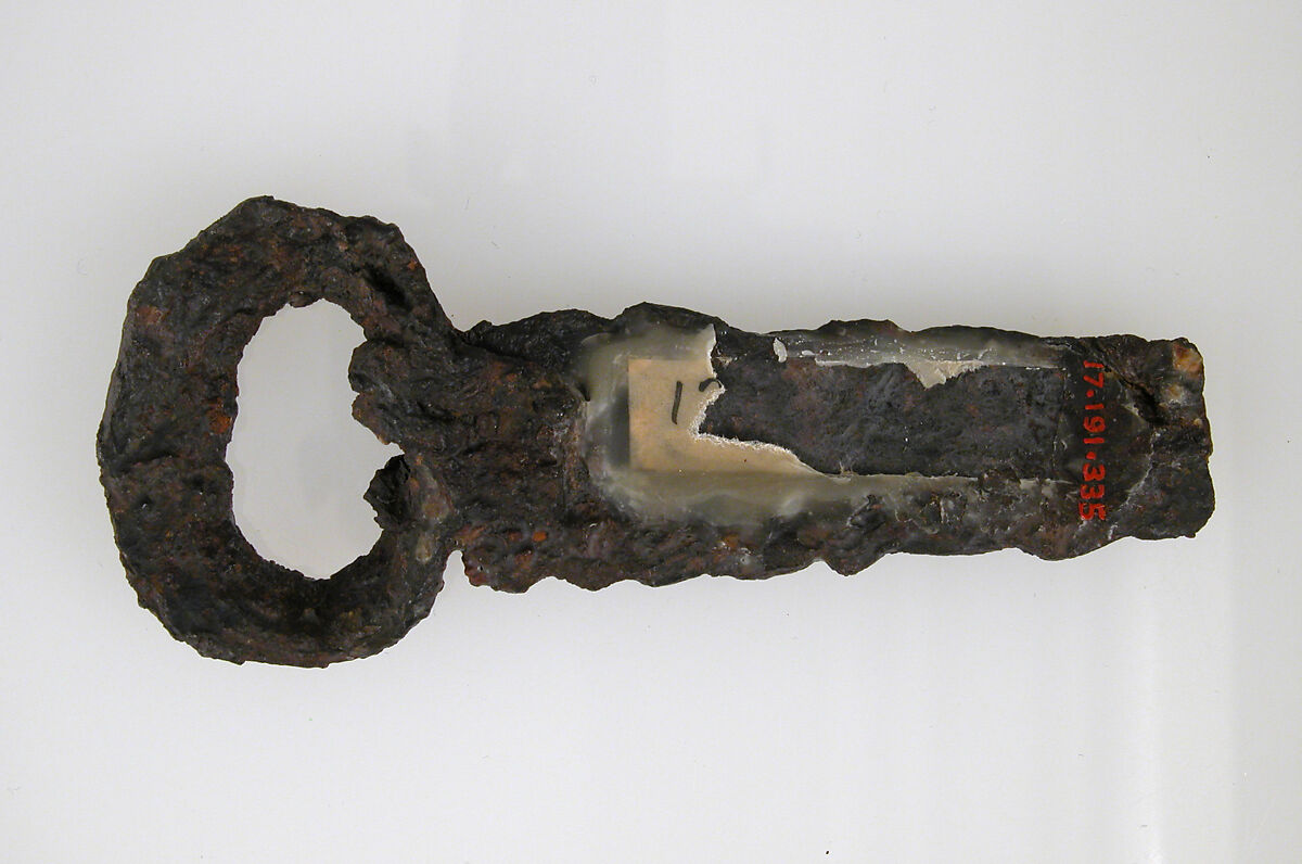 Belt Buckle, Iron, gold, silver and brass inlay, Frankish