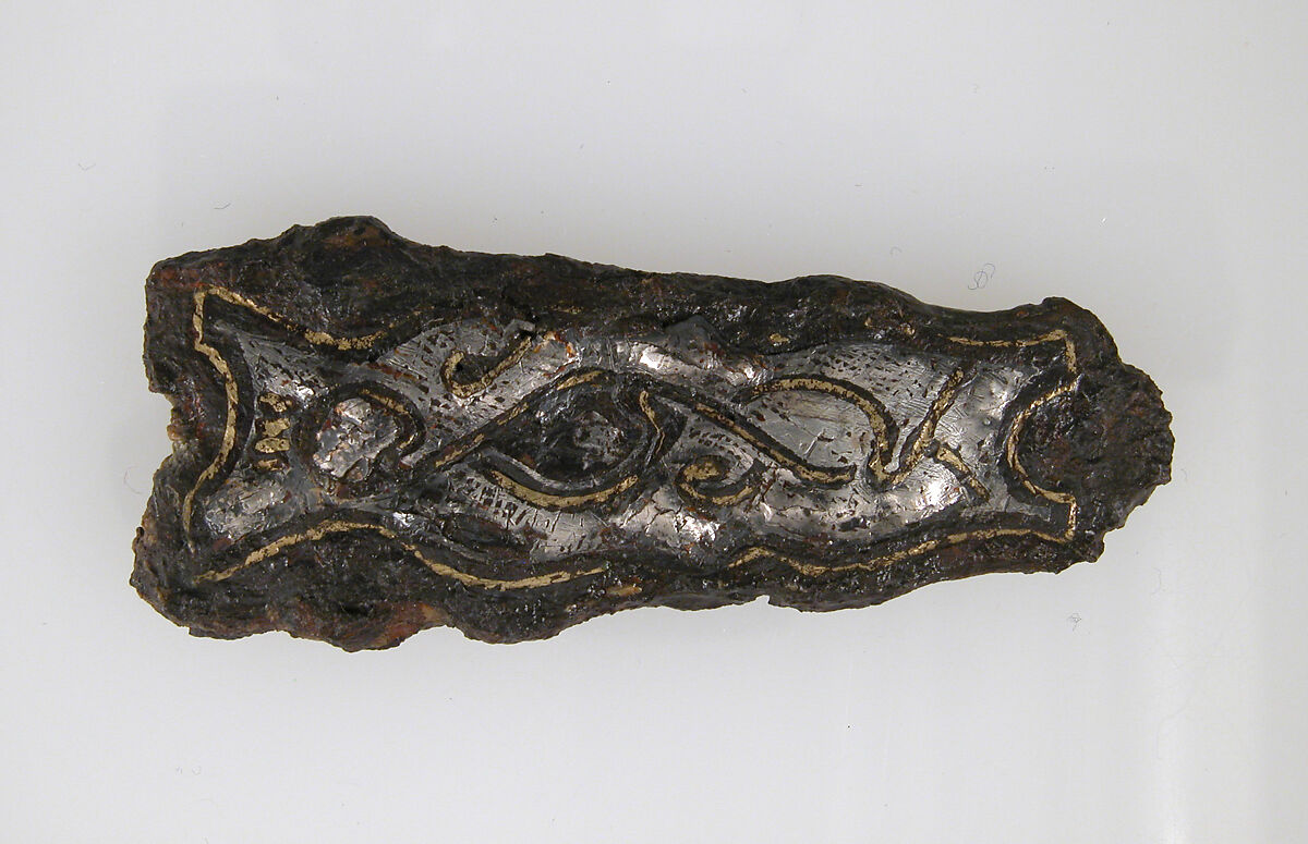 Counter Plate of a Belt Buckle, Iron, silver and brass inlay, Frankish 