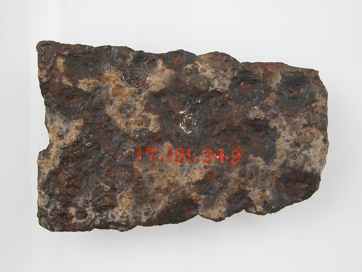 Counter Plate of a Belt Buckle, Iron, silver inlay, copper alloy bosses, Frankish