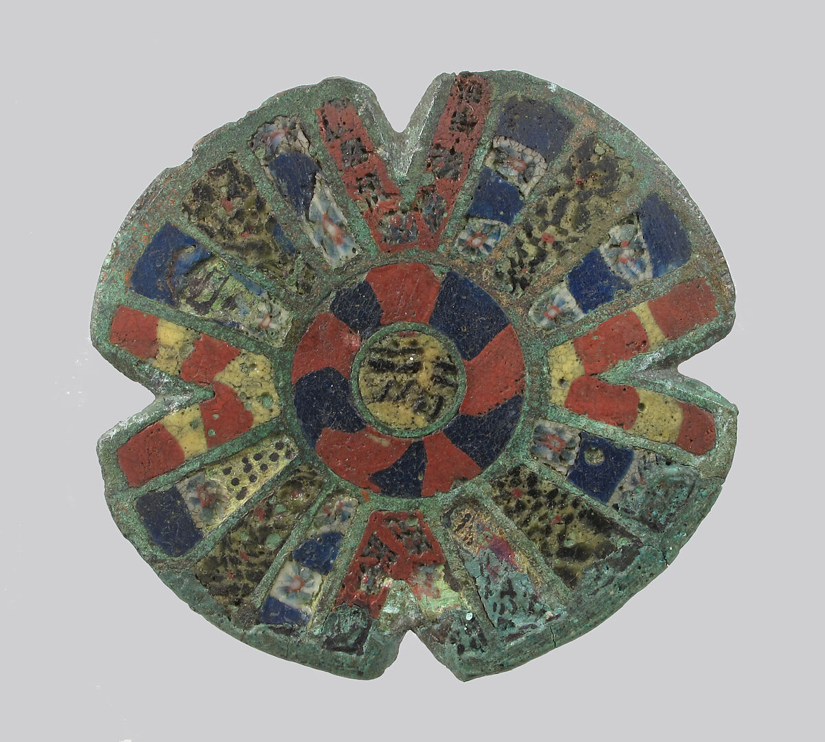 Disk Brooch, Champlevé enamel, copper alloy, Roman 