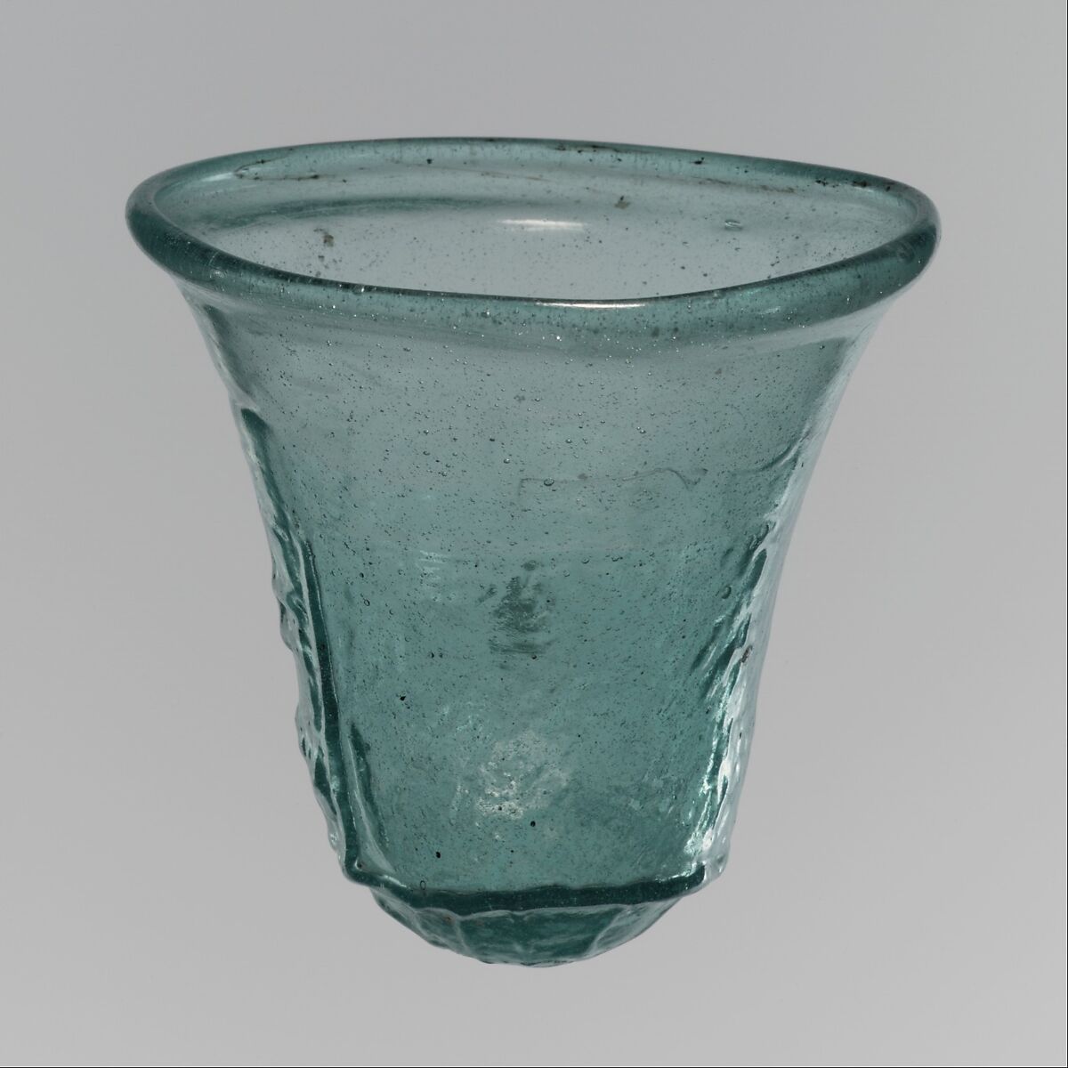 Glass Palm Cup with Relief Inscription, Glass, Frankish 