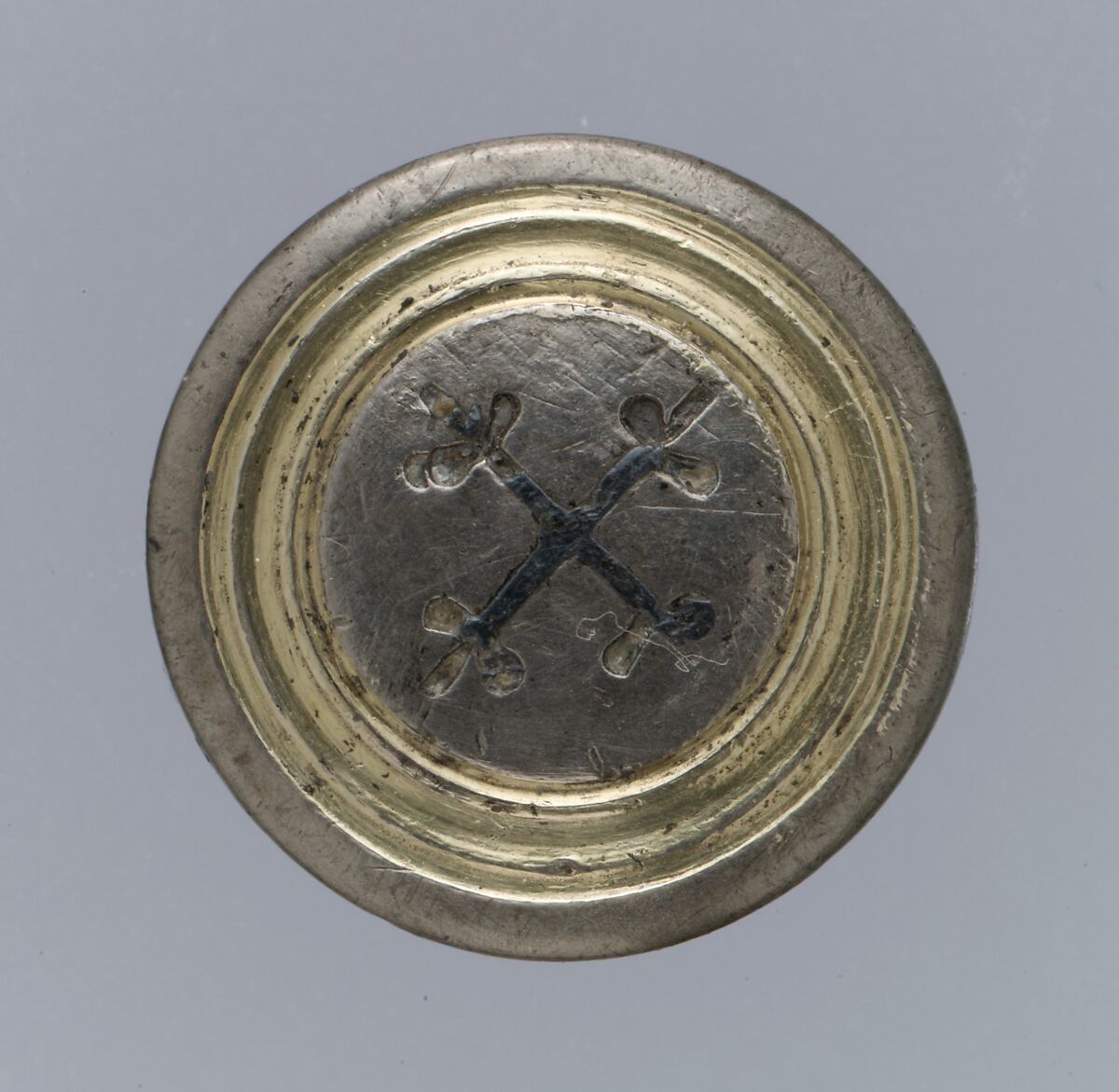 Disk brooch, Silver-gilt, niello, Late Roman 
