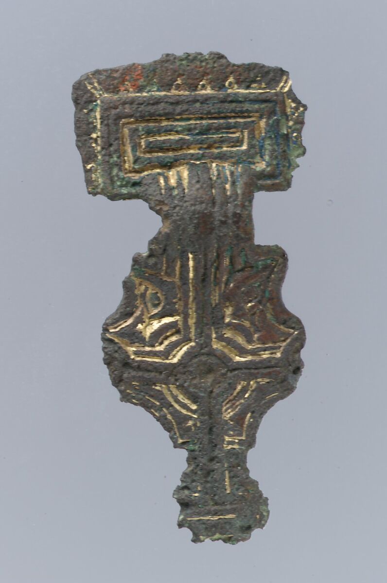 Square-Headed Brooch, Silver-gilt; iron pin, Anglo-Saxon 