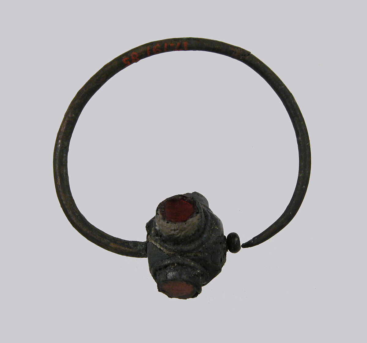 Earring, Copper alloy, glass paste, Frankish 