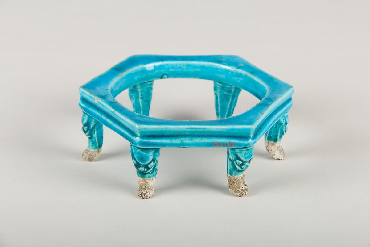 Hexagonal stand, Porcelain with turquoise glaze, China 