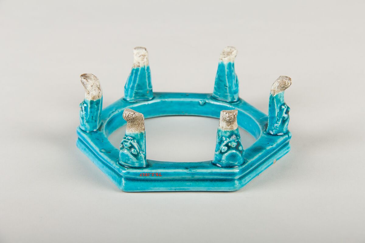 Hexagonal stand, Porcelain with turquoise glaze, China