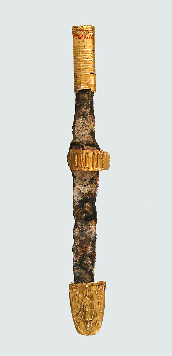 Mount from a Knife Handle, Gold, iron blade, Frankish 
