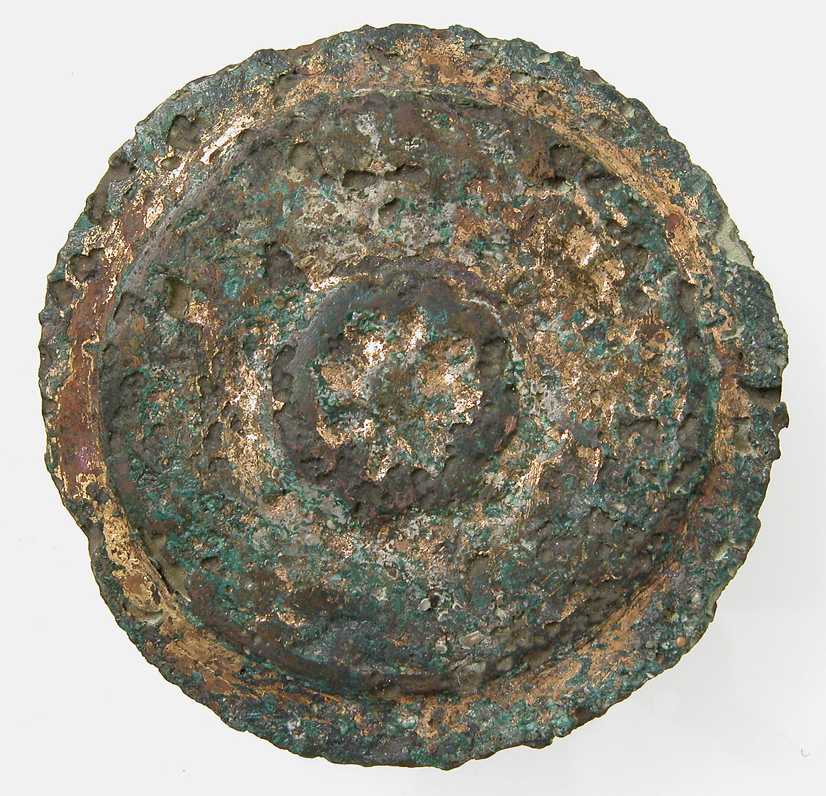 Flat Circular Ornament, Copper alloy, gilt, Frankish (?) 