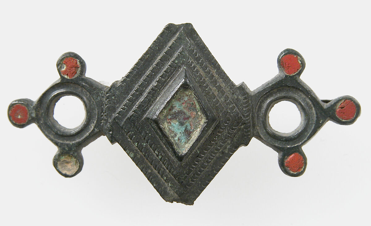 Openwork Brooch, Champlevé enamel, copper alloy, Roman 