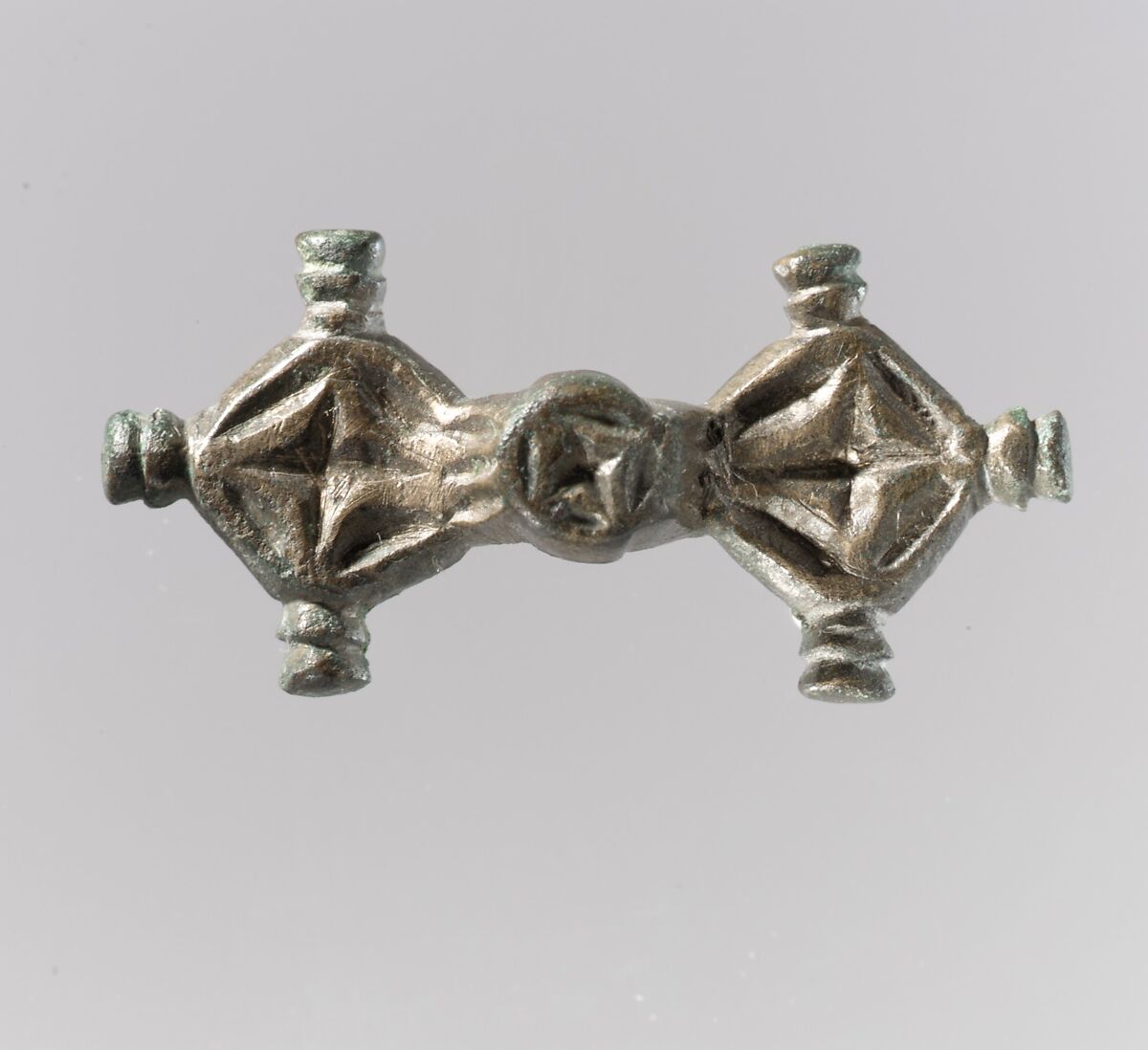Equal-Arm Brooch with Cross Decoration, Copper alloy, Frankish 
