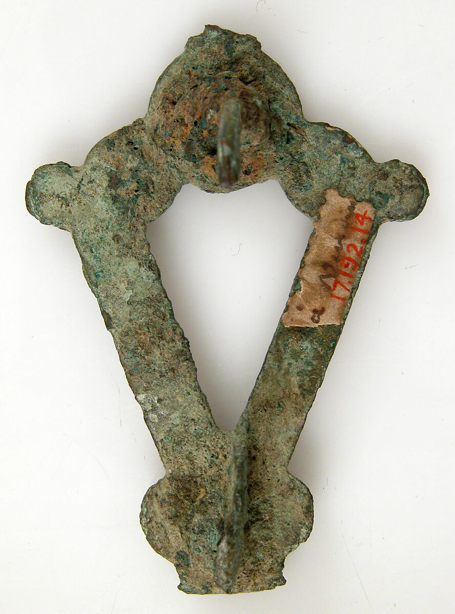 V-Shaped Brooch, Champlevé enamel, bronze-gilt, Roman