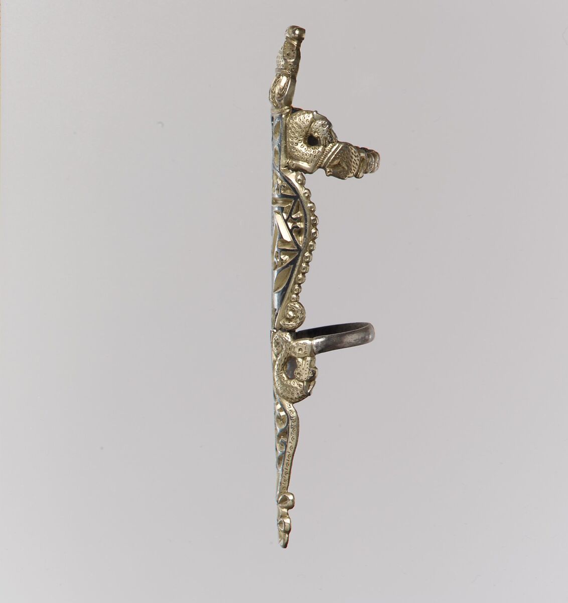 Mount for Spear Shaft, Silver-gilt, niello, Late Roman