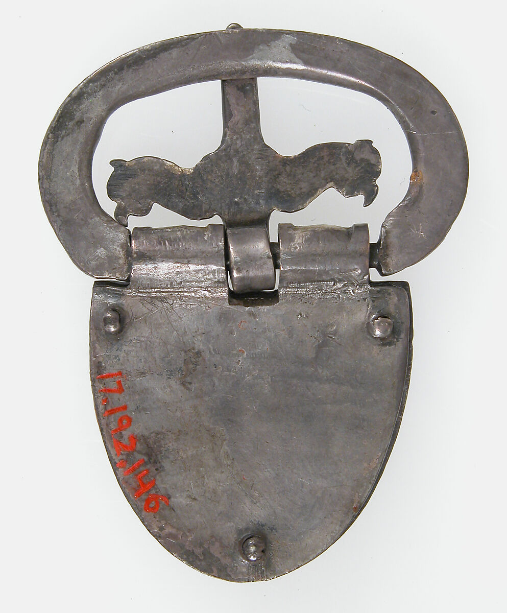 Belt Buckle, Silver-gilt, niello, Late Roman