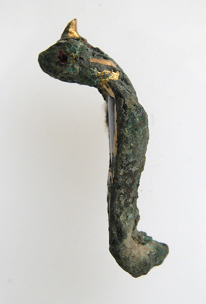 Serpent or "Uraeus", Copper alloy, gilding, glass, European