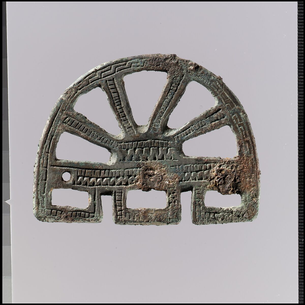 Openwork Plaque, Copper alloy (leaded bronze), "tinned" surface, Frankish 