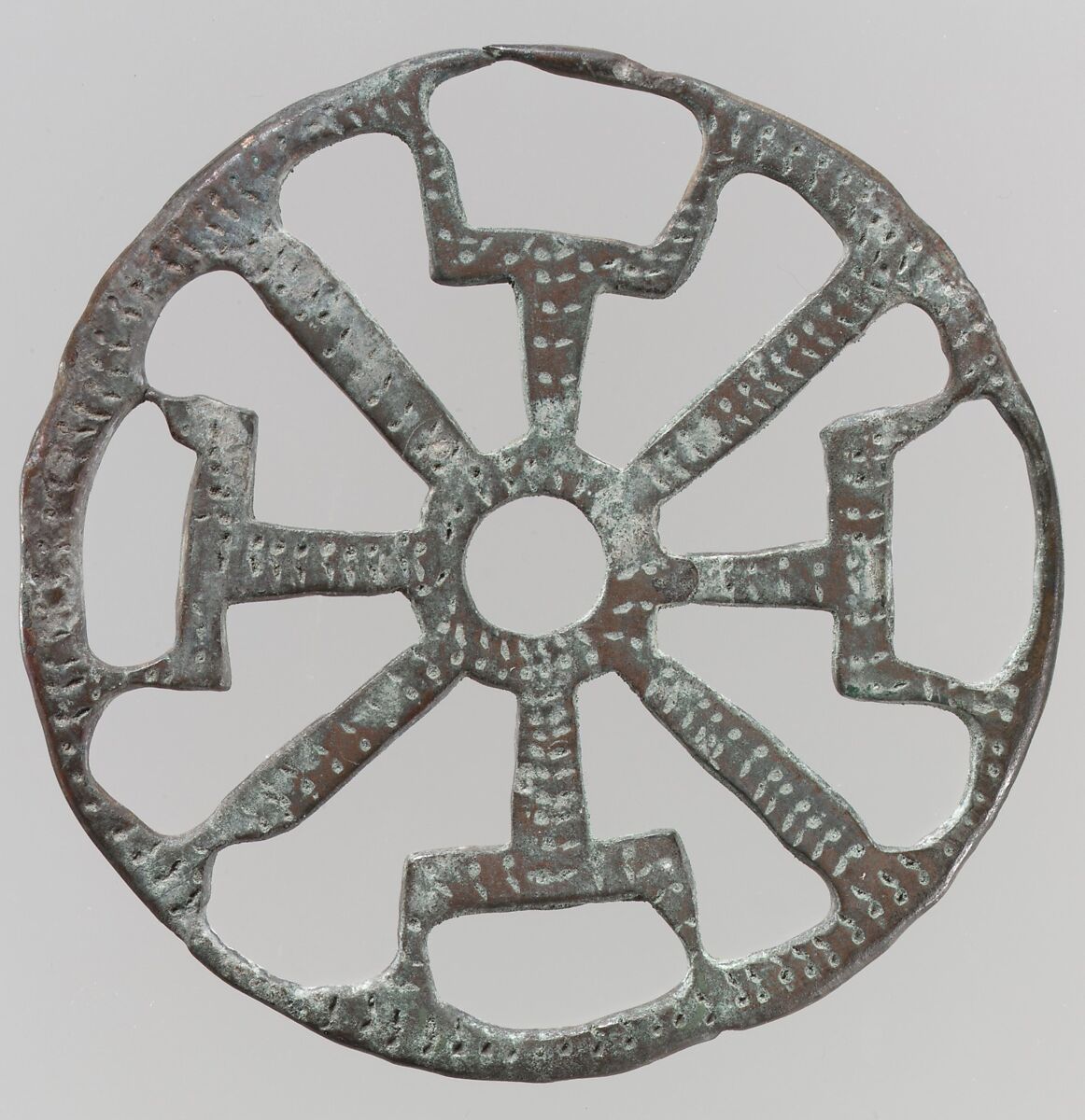 Openwork Belt Fitting, Copper alloy, "tinned" surface, Frankish 