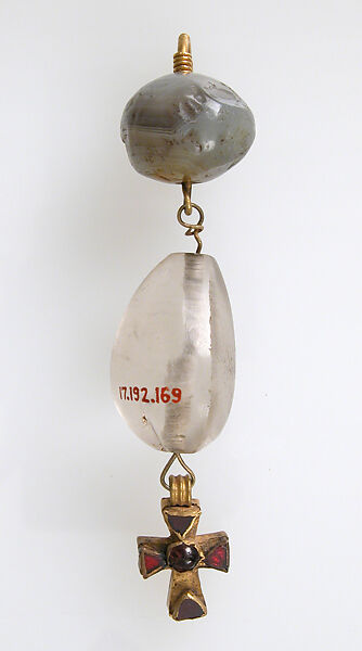 Three Parts of a Pendant, Jasper, rock-crystal, gold, garnet, European 