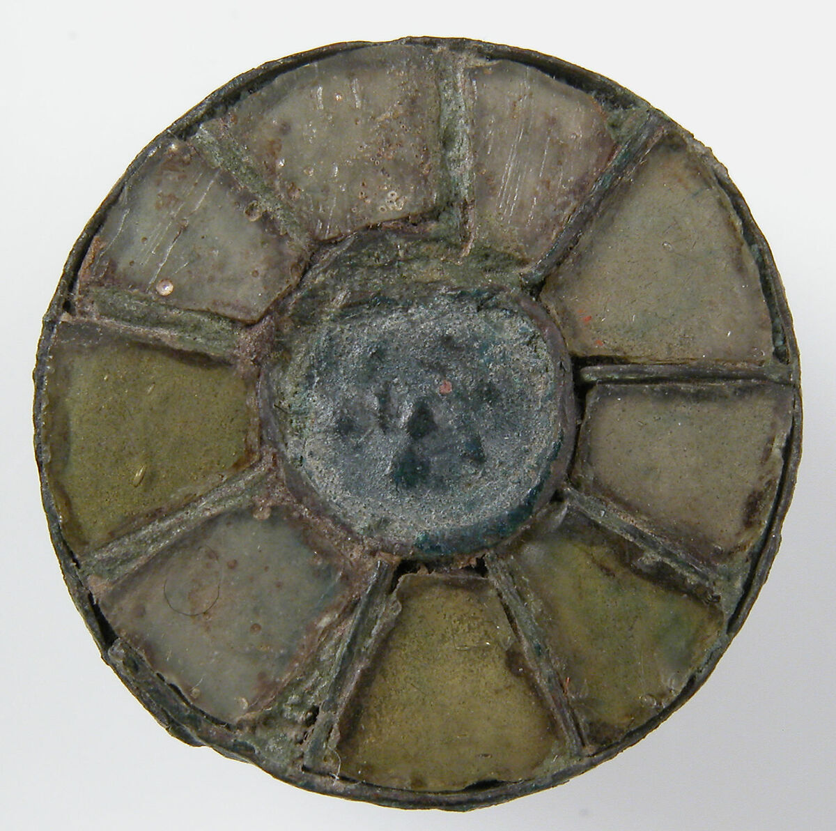 Disk Brooch, Copper alloy, glass paste, Frankish 